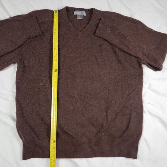 Daniel Cremieux Mens Large Signature Collection Brown Cashmere V Neck Sweater - Picture 7 of 8